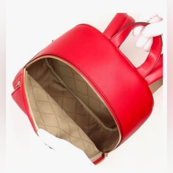 BNWT Michael Kors Leather Jet Set Red Medium Backpack - Picture 7 of 10